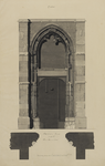 216364 Plattegrond en opstand van de middentravee met ingang naar het portaal aan de oostgevel van de Domkerk te Utrecht.